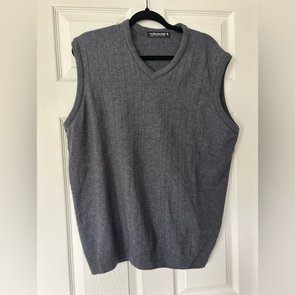 Gray Nativeworld V-Neck Sweater Vest